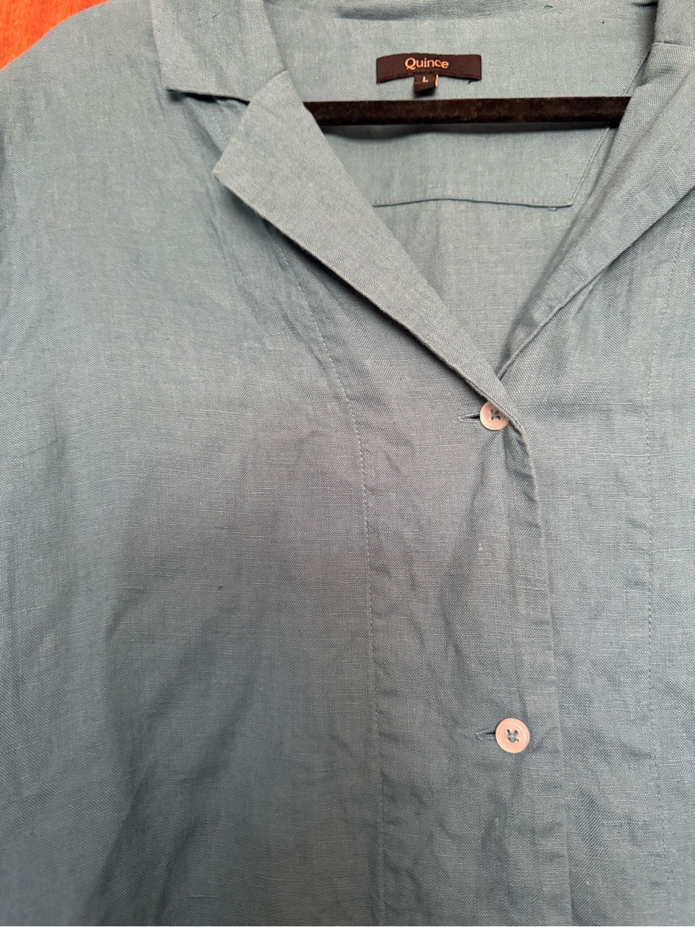 Quince 100% European Linen Short Sleeve Shirt (blue) - Picture 5 of 6
